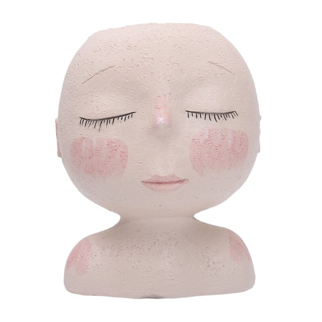 Girl's Face Head Figurine Flower Pot